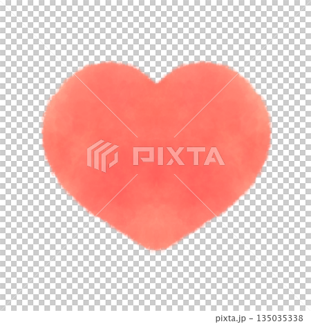かわいい赤いハートマークの水彩風イラスト素材 135035338