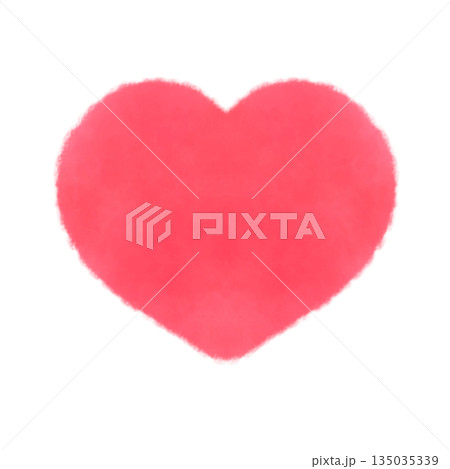 かわいい赤いハートマークの水彩風イラスト素材 135035339