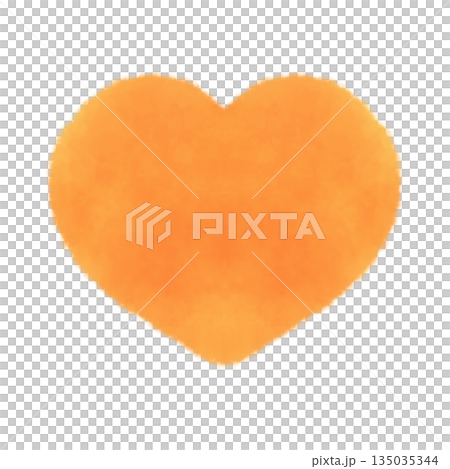 可愛的橘色心形標記水彩風格插畫素材 可愛的橘色心形標記水彩風格插畫素材 135035344