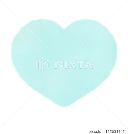 かわいい青いハートマークの水彩風イラスト素材 135035345