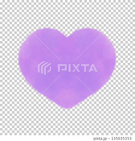 かわいい紫のハートマークの水彩風イラスト素材 かわいい紫のハートマークの水彩風イラスト素材 135035353