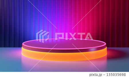 Vibrant 3d podium with vivid colors 135035698