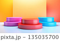 Vibrantly colored 3d podiums 135035700