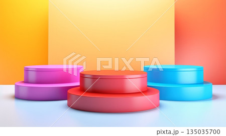 Vibrantly colored 3d podiums 135035700