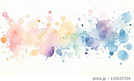Whimsical watercolor splatters in various pastel shades Whimsical watercolor splatters in various pastel shades 135035704