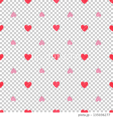 Seamless Pattern of small red and pink Hearts. Watercolor illustration of a symbol of love. Hand drawn sketch on a white isolated Background. Water color painting. Ideal for prints on paper or fabric 135036277