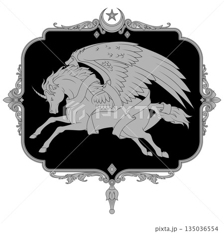 Winged Pegasus with a Ribbon and Victorian Decor 135036554