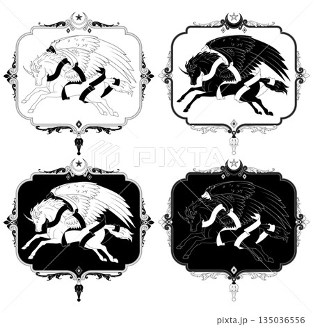 Winged Pegasus with a Ribbon and Victorian Decor Winged Pegasus with a Ribbon and Victorian Decor 135036556