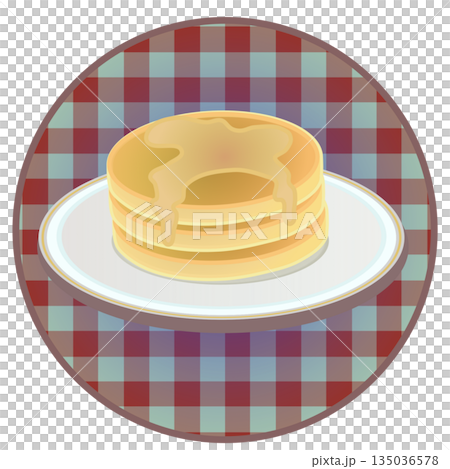 円形背景のついたパンケーキのイラスト 135036578