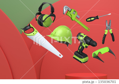 Abstract scene or podium for product showcase on monochrome background. 135036701