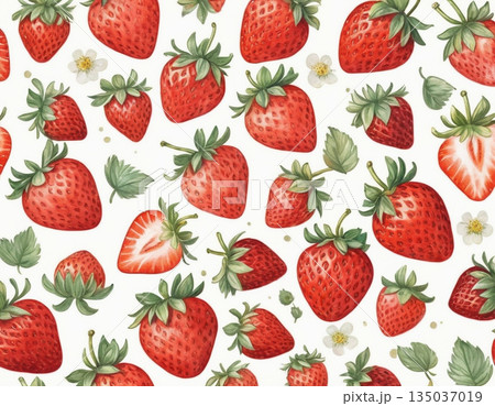 イチゴ　水彩画 135037019