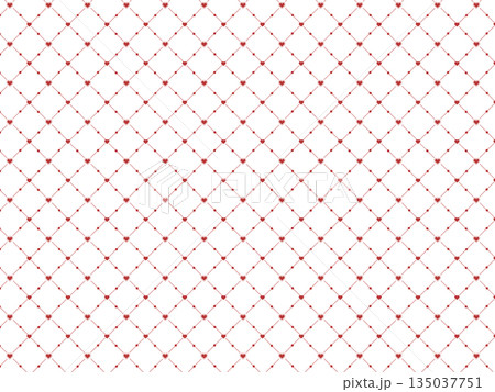 ハート柄のかわいい格子柄背景 ハート柄のかわいい格子柄背景 135037751