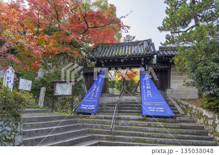 京都 秋の円山公園 紅葉に包まれた大谷祖廟北門 京都 秋の円山公園 紅葉に包まれた大谷祖廟北門 135038048