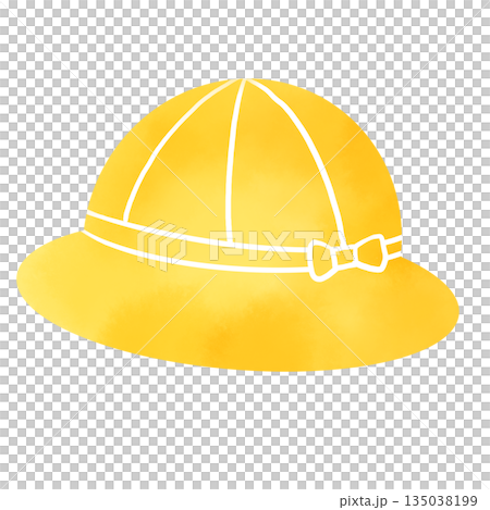 Watercolor style yellow school hat illustration Elementary school student entrance preparation image material 135038199