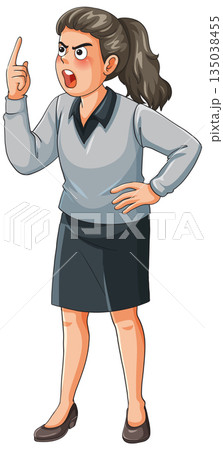 Angry Businesswoman Pointing Finger and Yelling in Anger Angry Businesswoman Pointing Finger and Yelling in Anger 135038455