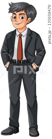 Young Businessman Standing in Formal Suit with Hands in Pockets Young Businessman Standing in Formal Suit with Hands in Pockets 135038470