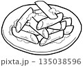 シンプルなイラスト　線画　ペンネパスタ 135038596