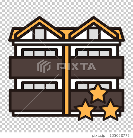 Simple apartment icon + three stars 135038775