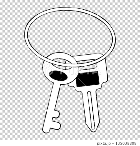 キーリングについた白い鍵のイラスト キーリングについた白い鍵のイラスト 135038809