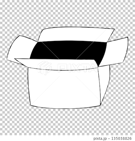 一個白色盒子，蓋子打開的示意圖。 135038826