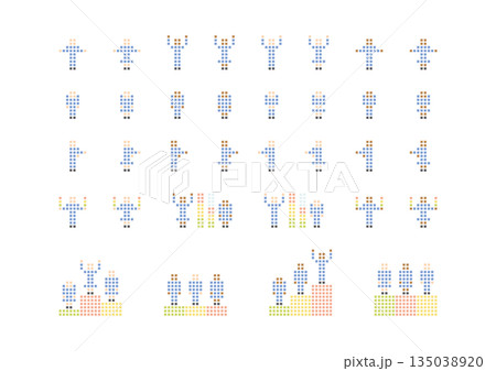ビジネスで使えるドット風イラストセット3 135038920