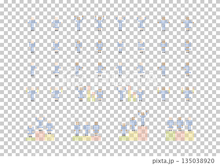 ビジネスで使えるドット風イラストセット3 135038920
