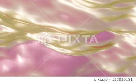 高級感のあるシルクのようなピンクとゴールドの抽象的な波背景 135039151