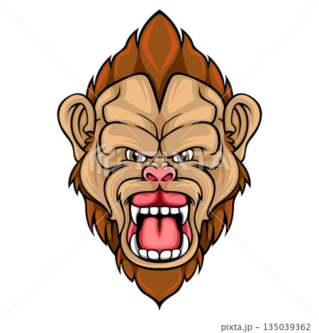 Angry monkey head mascot logo illustration isolated on white background Angry monkey head mascot logo illustration isolated on white background 135039362