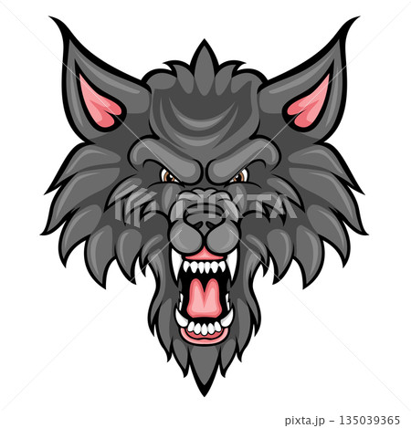 Roaring wolf head mascot logo illustration fierce wildlife symbol Roaring wolf head mascot logo illustration fierce wildlife symbol 135039365