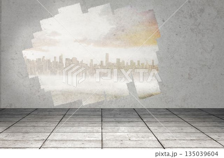 Display on wall showing cityscape Display on wall showing cityscape 135039604