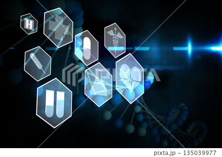 Medical icons in hexagons interface menu Medical icons in hexagons interface menu 135039977