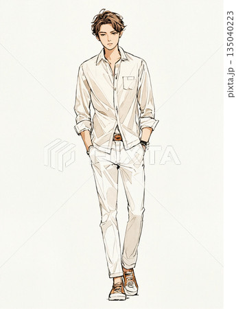 カジュアルな服装の男性 135040223