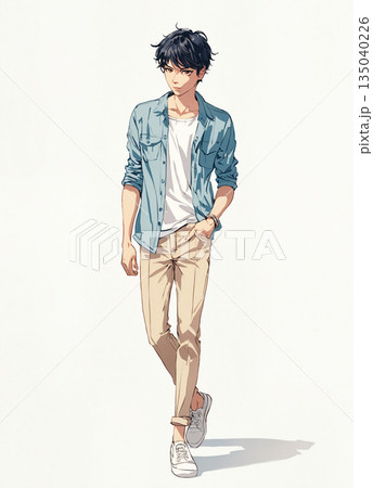 カジュアルな服装の若い男性 135040226