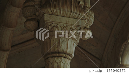 Red Fort stone relief sculpture and sandstone wall architecture with intricate carved details Red Fort stone relief sculpture and sandstone wall architecture with intricate carved details 135040371