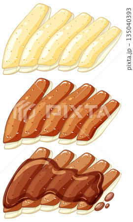 Vector Illustration of Asian Fried Tofu with Sauce Variations Vector Illustration of Asian Fried Tofu with Sauce Variations 135040393