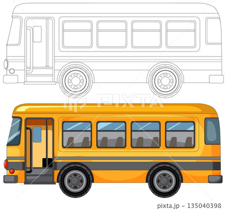 Yellow City Bus Vector with Outline Version Yellow City Bus Vector with Outline Version 135040398