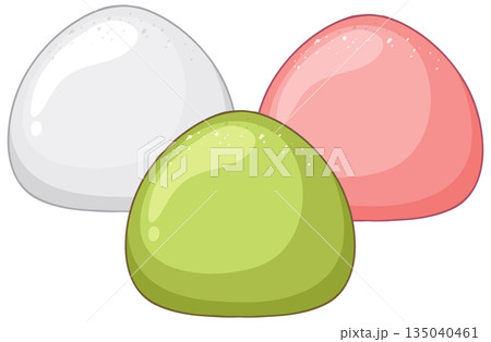 Colorful Japanese Mochi Rice Cakes Vector Illustration Colorful Japanese Mochi Rice Cakes Vector Illustration 135040461