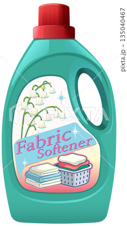 Vector Illustration of Fabric Softener Bottle with Floral Label 135040467