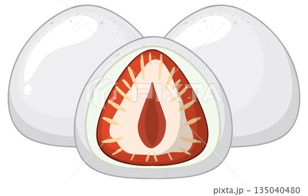 Strawberry Mochi Dessert Vector Illustration with Cross Section Strawberry Mochi Dessert Vector Illustration with Cross Section 135040480