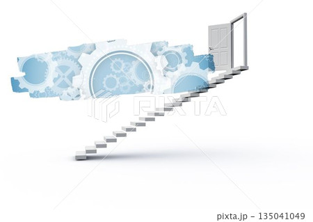 Abstract screen in room showing cogs and wheels Abstract screen in room showing cogs and wheels 135041049