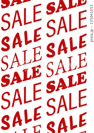 Repeating red SALE text pattern is filling flat design canvas on white background Repeating red SALE text pattern is filling flat design canvas on white background 135041053