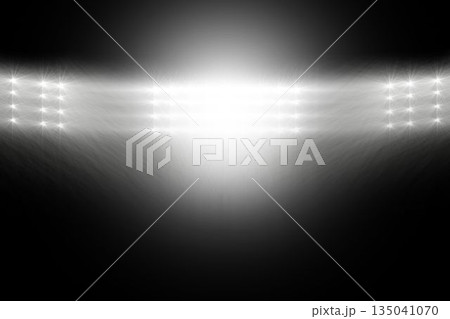 Horizontal floodlight array is casting beams into dark void, making glowing gradient, flat design Horizontal floodlight array is casting beams into dark void, making glowing gradient, flat design 135041070