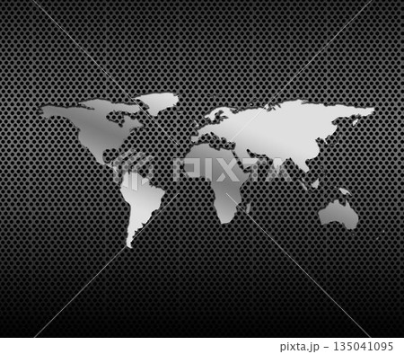 Silver world map over dots 135041095