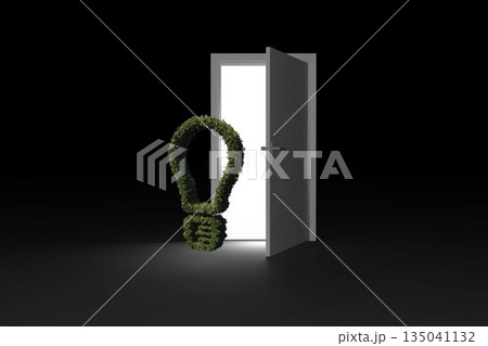 Light bulb of topiary at doorway 135041132