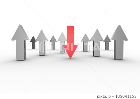Red and grey arrows pointing up and down 135041155