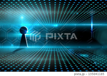 Keyhole on technological glowing background 135041185