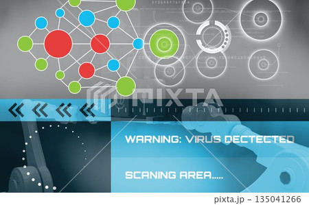 Digital image of various icons and text on screen Digital image of various icons and text on screen 135041266