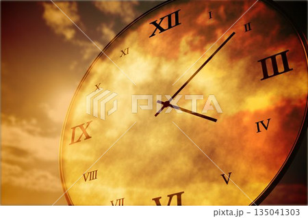 Digitally generated roman numeral clock Digitally generated roman numeral clock 135041303