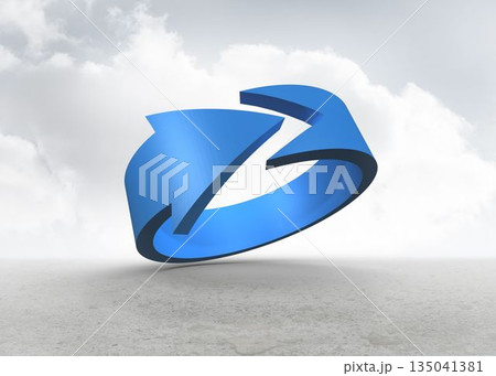 Blue arrow in a desert landscape 135041381