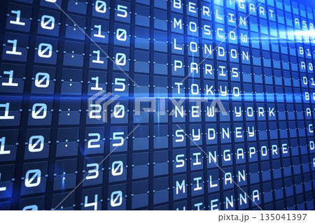 Blue departures board for major cities 135041397
